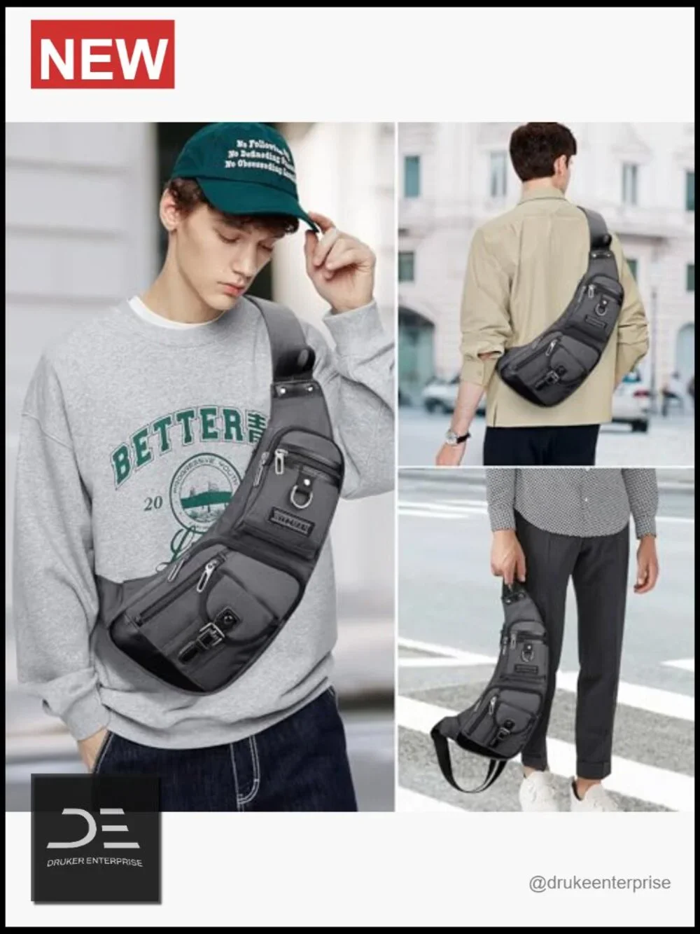 Nylon Sling Bag Crossbody Travel Chest Bag Lightweight Daypack Adjustable Strap